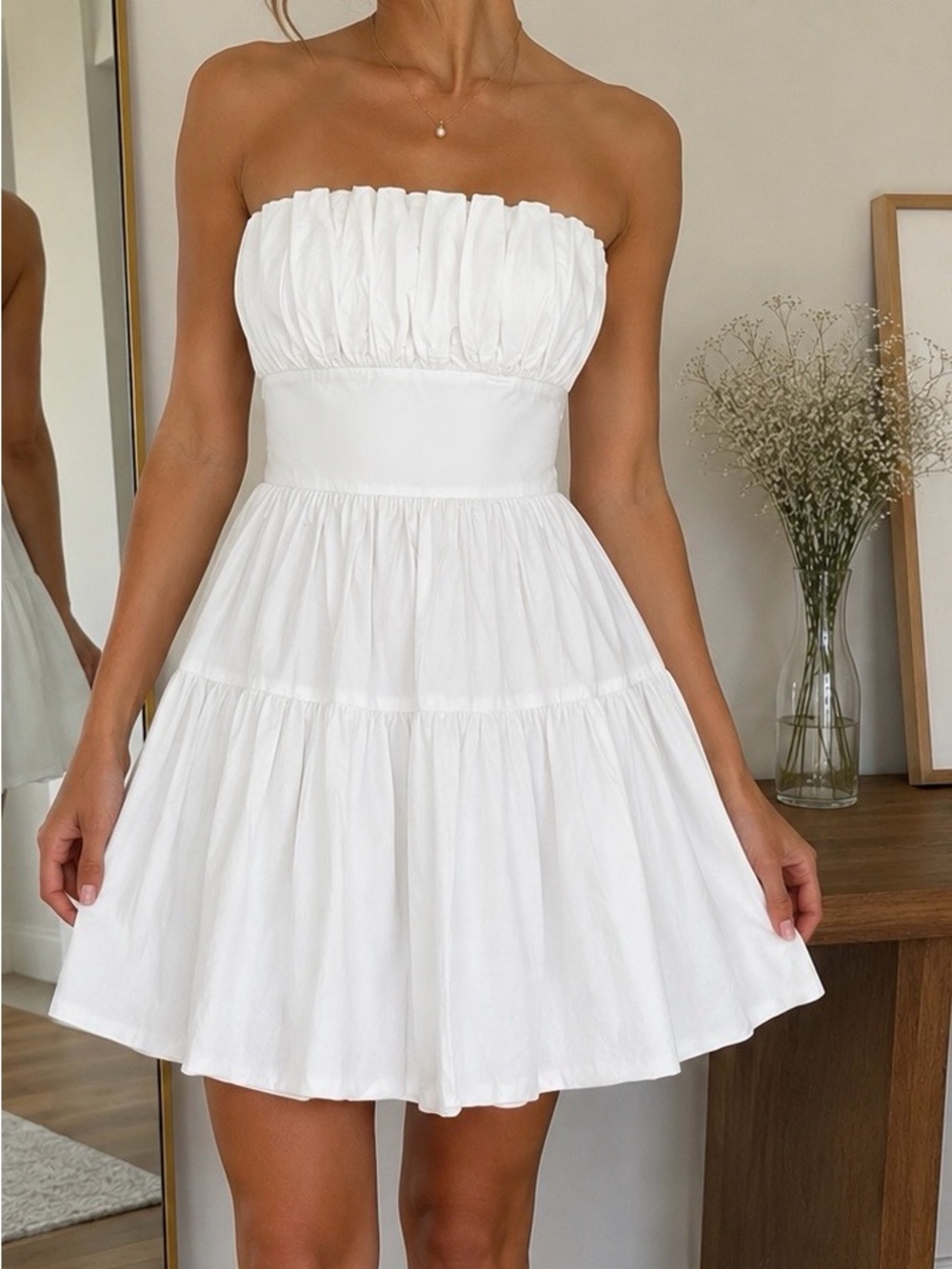 Mable White Strapless Tiered Mini Dress NWT Size Small